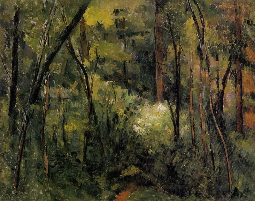 

100% hand made Oil Painting Reproduction on linen canvas,in-the-woods-1885 by paul Cezanne,landscape oil painting