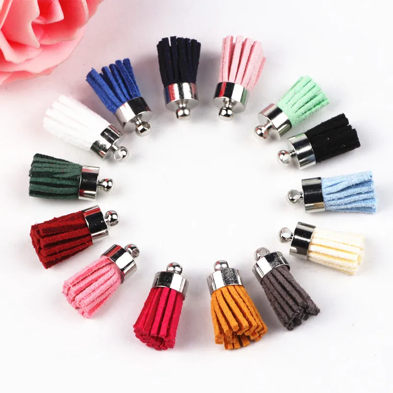 

50pcs Mix Colors Suede Small Leather Tassels For Jewelry Finding DIY Bracelet Earrings Keychain Charms Pendants