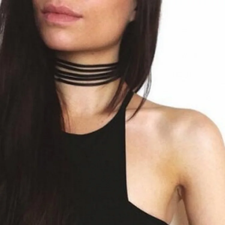 multilayer Leather Goth Velvet Chokers Colares Jewelry Necklaces Punk Jewelery Bijoux One Directiona Black Suede Choker