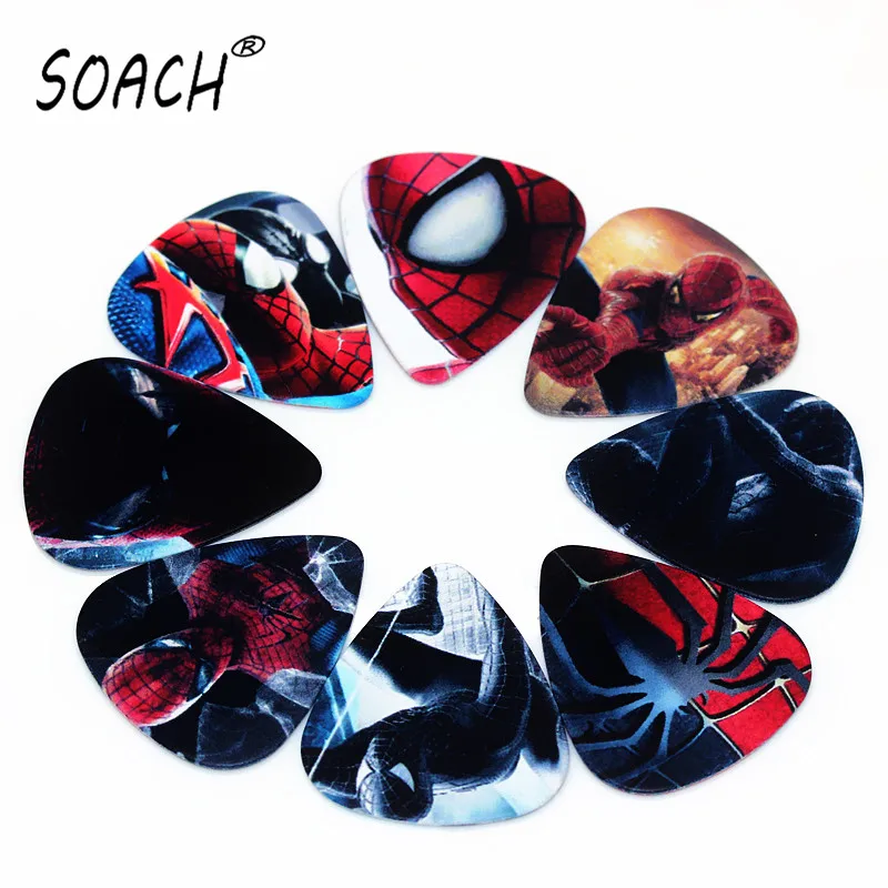 SOACH 10pcs 0.46mm guitar picks paddle PVC bass guitar double-sided printing  mixed pattern playing musical instrument parts