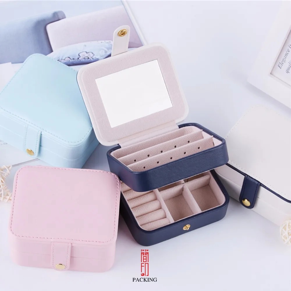 Creative Double layer Jewelry storage Box  organizer makeup box Ring Earrings Necklace container Casket Case