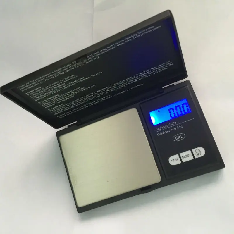 100g 0.01 Digital Pocket Kitchen Scale Mini LCD Electronic Jewelry Weighing Scales Notebook Shape Precision Weight Balance