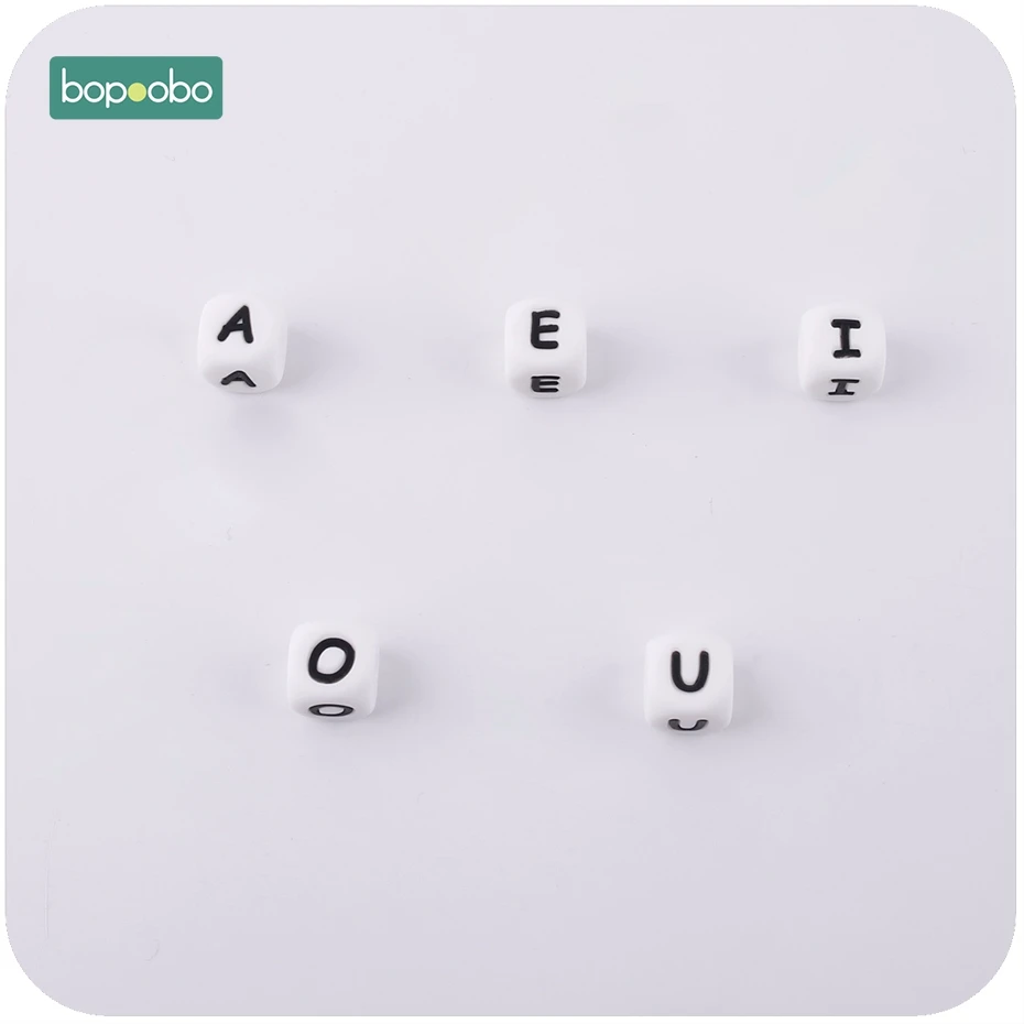 Bopoobo Baby Silicone Letter Beads 10pcs Diy Baby Name Personalized Teething Necklace Food Grade Silicone Teether BPA Free Beads