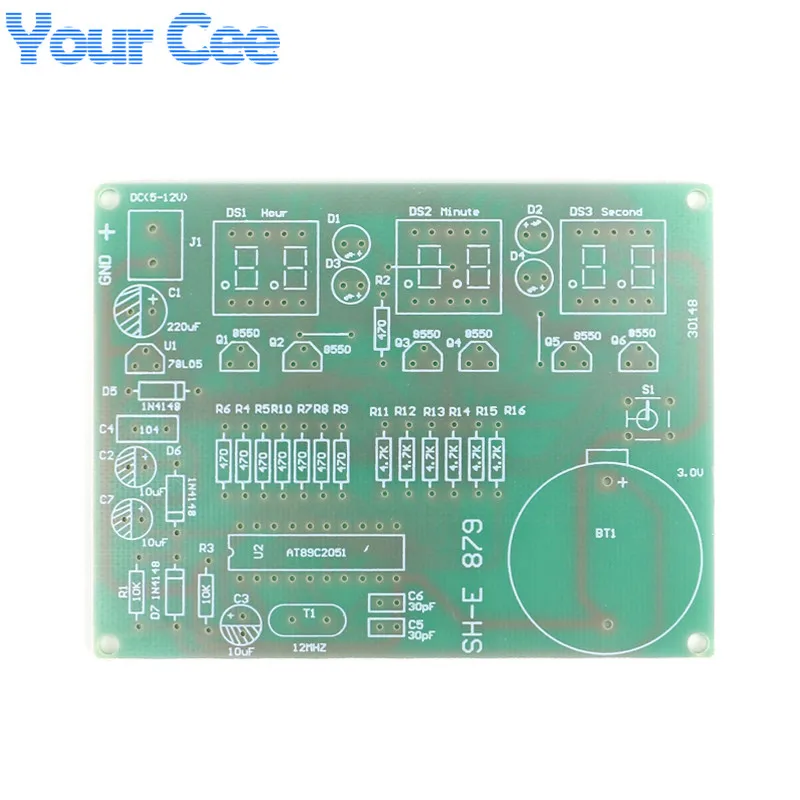 DIY 키트 AT89C2051 전자 시계 디지털 튜브 LED 디스플레이 세트, 전자 모듈 부품 및 구성 요소 DC 9V - 12V