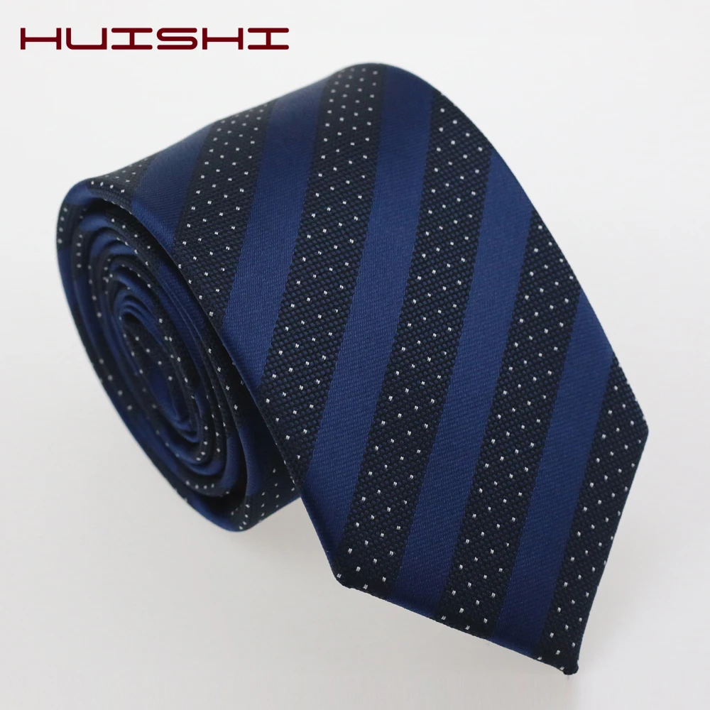 HUISHI-corbatas de Jacquard para hombre, corbata fina de 7cm a cuadros, color azul, rojo, morado y negro, ideal para regalo