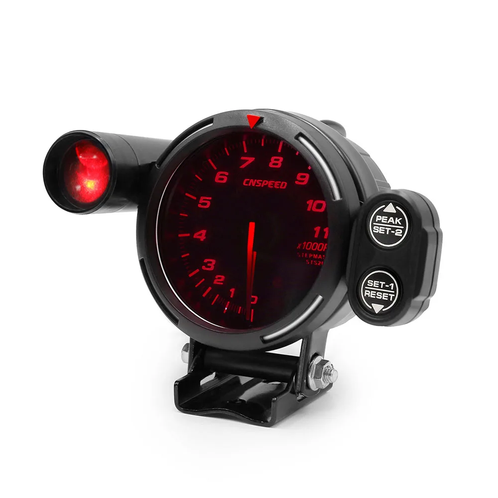 CNSPEED 80MM 7 Color Auto Tachometer Gauge 0-11000 Rpm High Speed Stepper Motor With Shift Light And Peak Warning
