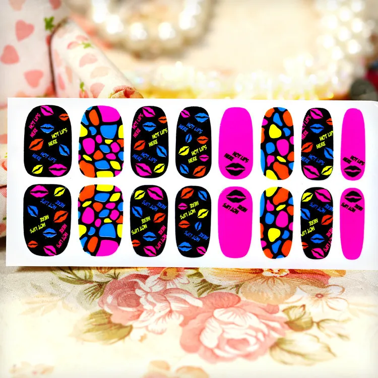 wholesale New Arrival Delicate fluorescence Nail Wrap 16pcs Chic Phosphor fluorescent Nail Stickers sexy 200pcs/lot free shiping