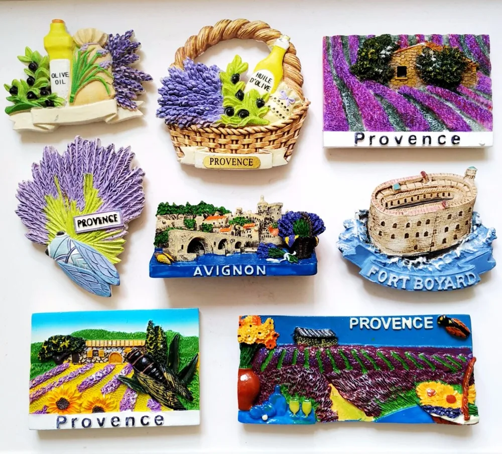 Handmade Painted France Provence Lavender 3D Fridge Magnets Tourism Souvenirs Refrigerator Magnetic Stickers Home Decor