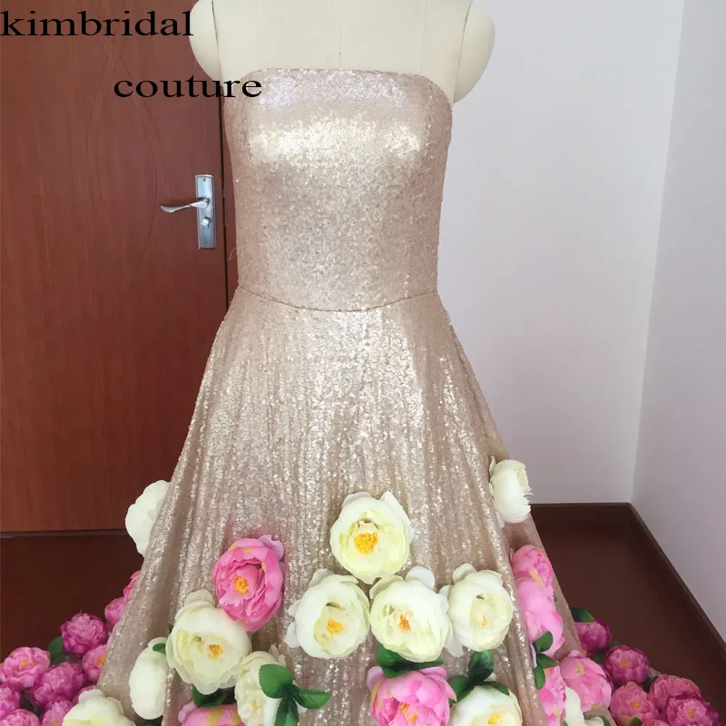 Saudi-arabien Abendkleider Kleider Bodenlangen Liebsten Ausschnitt Pailletten Hand Made Blumen 3D EINE Linie Gold Prom Kleider Arabisch