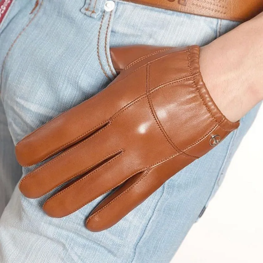 Gants en peau de chèvre pour hommes, style court, poignet élastique, cuir véritable, mode peau de mouton, isotFor Driving Limited, offre spéciale, Em004pn