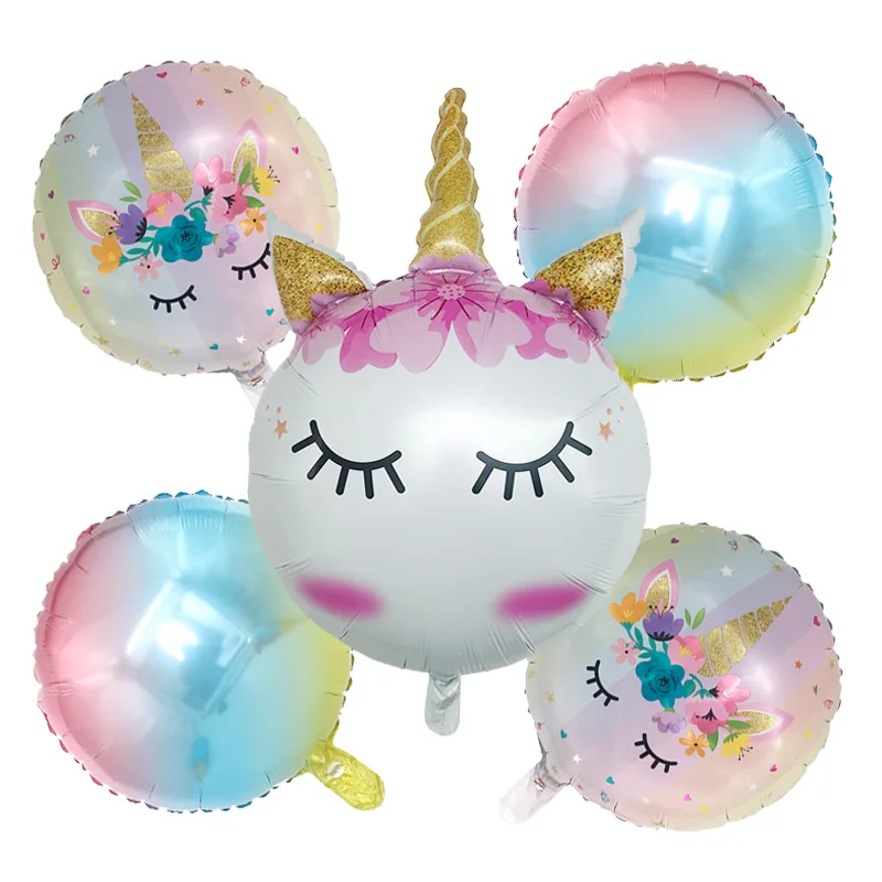 5 / piece rainbow gradient Unicorn Children's birthday party balloon wedding balloon balloon Unicorn Children's Party Decoration