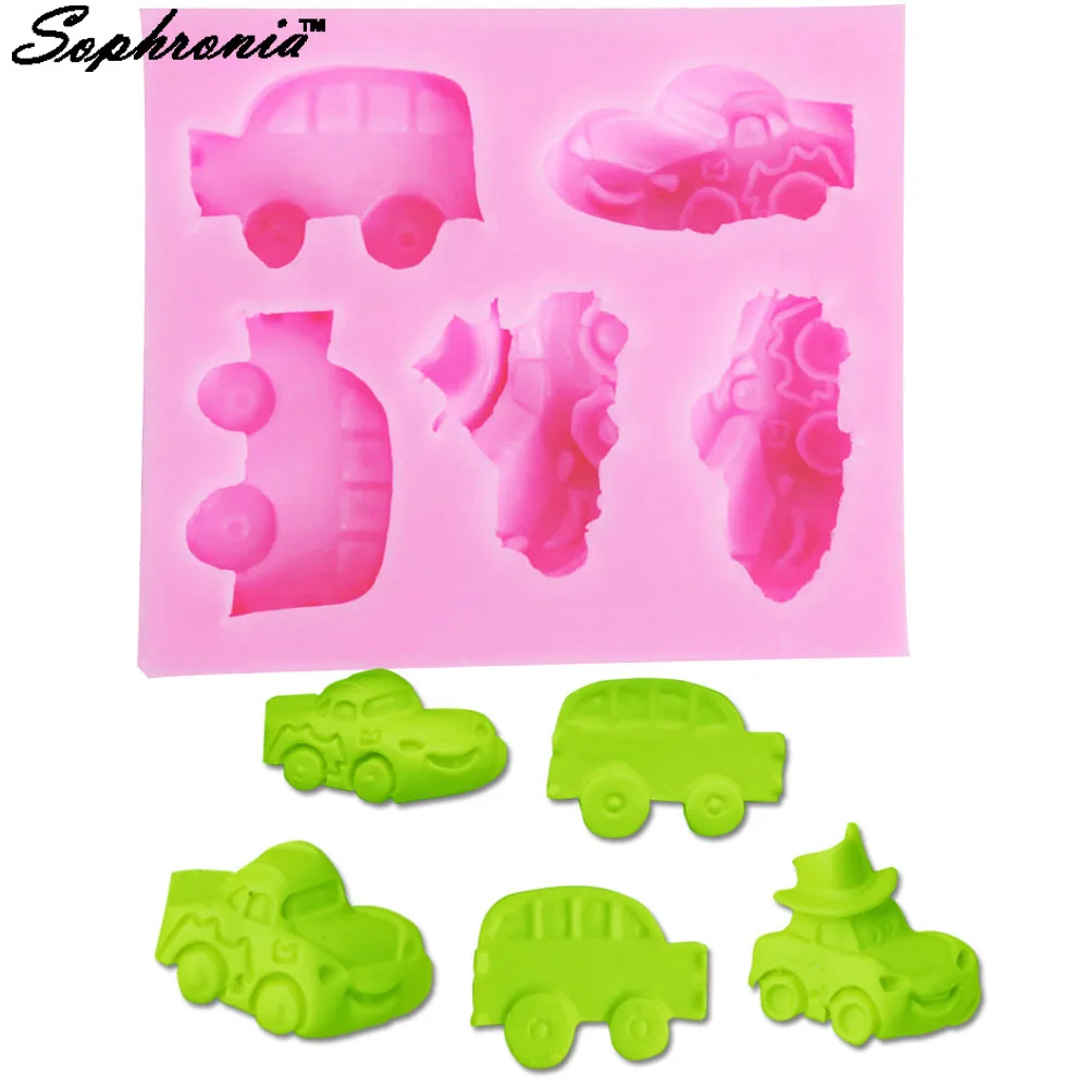 

10PCS/SET M545 Cartoon Car Silicone Mold Mold Cupcake Fondant Cake Decorating Tools Gumpaste Chocolate Moulds 7.3*6.3*1cm