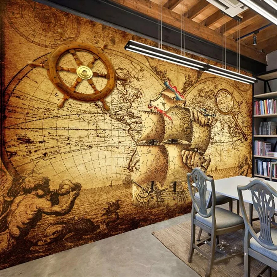 beibehang Custom wallpaper 3d mural retro nautical theme Papel de parede background wall living room bedroom wallpaper 3d mural