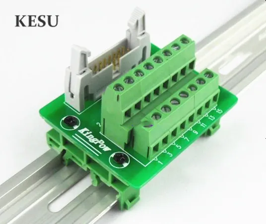 

IDC16Pin 2.45mm IDC-16 Pin Male Connector to 16-Pin Terminal Block Breakout Board Adapter PLC Relay Terminals DIN Rail Mounting