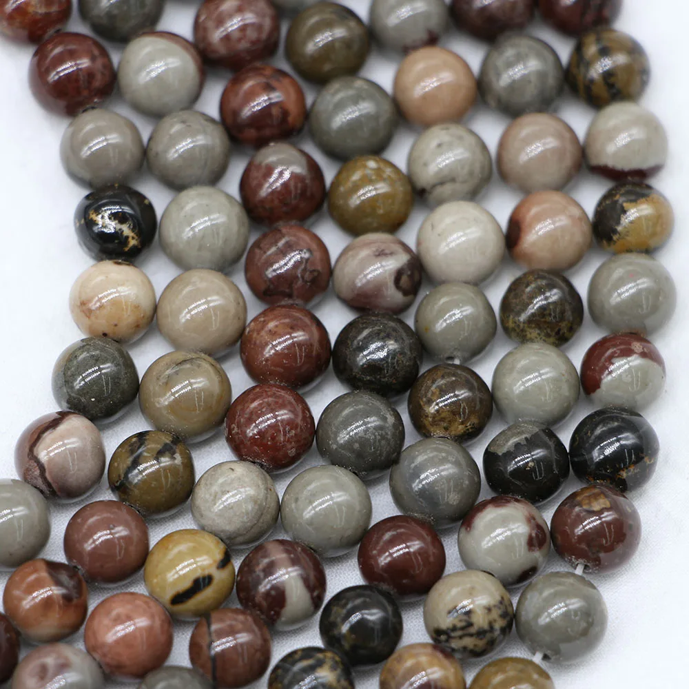 4/6/8/10/12mm Natural Stone Grass Flower Jaspers Bead Round Loose Spacer Beads For Jewelry Making Findings DIY Bracelet Earrings image 3