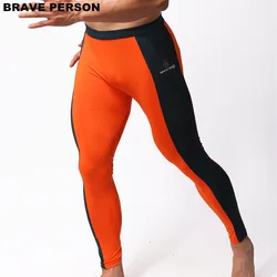 BRAVE PERSON-Leggings en nylon et spandex pour homme, collants souples, sous-vêtements de musculation, longs caleçons, à la mode, fjB1601