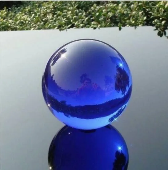 100mm Blue Feng Shui Glass K9 Crystal Ball Sphere Asian Quartz with Base Table Decor Props Ball Home Decoration