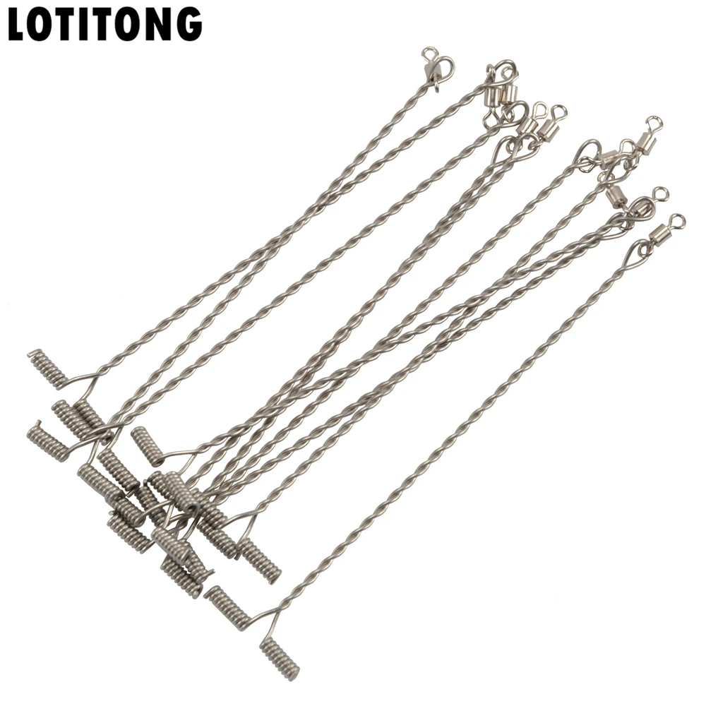 LOTITONG 10pcs Ocean Fishing Balance Rigs Hooks Arms Connector Spring DIY T-shape Twisted String Hook 5cm-15cm fishing Connector