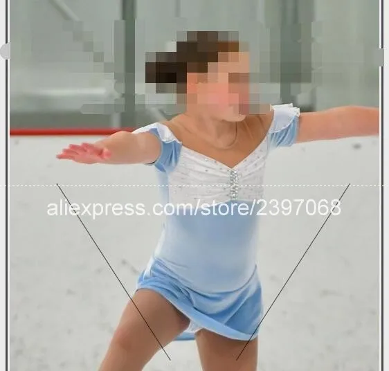 

Kids Figure Skating Dress Blue Girls Figure Skating Clothing Children Competition Ice Skating Dresses Custom Free Shipping B443