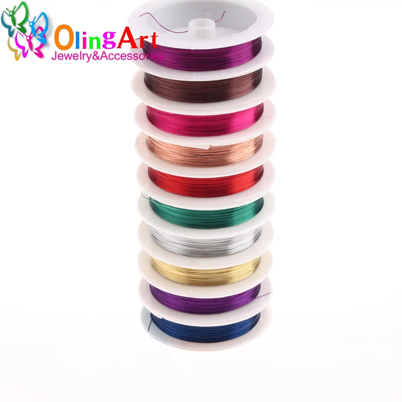 OlingArt 0.2-1.0MM wysokiej jakości miedź drut Multicolor poszycia zroszony drut biżuteria Discovery DIY akcesoria linia/liny