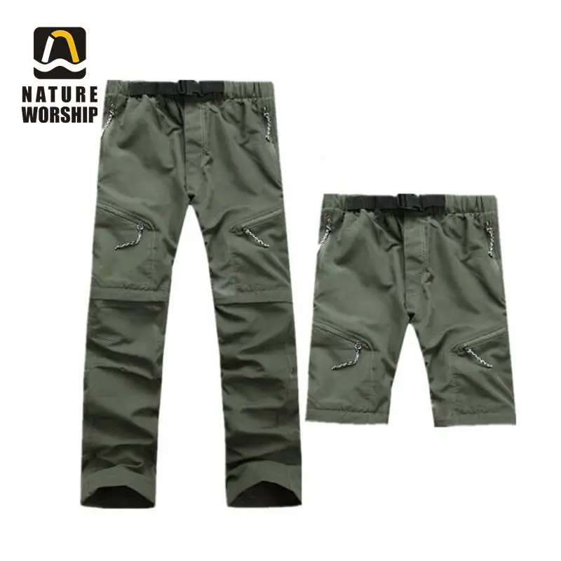 Outdoor Summer Spring Men Hiking Quick-Dry Pants Zipper Fly Detachable Thin Breathable Slim Climbing Fishing Sports Trousers