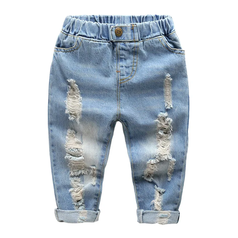 Boys girl hole Jeans pants Excellent quality cotton New casual children Trousers baby toddler Comfortable kids clothes Children