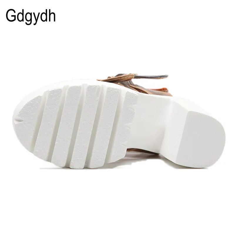 Gdgydh-sandálias gladiador com saltos altos para as mulheres, sapatos plataforma com fivela e alça, moda verão