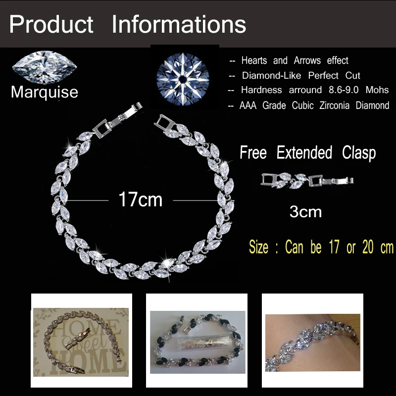 CWWZircons Neuer Trend 2026 Zirkonia-Schmuck Silberfarbener Blatt-Anhänger CZ-Kristall Damen-Armbänder Großhandel S0003 – Detail 1