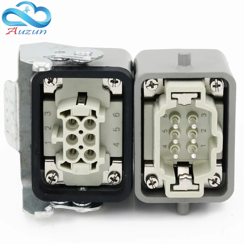 6 pins Rectangular heavy duty connector butt type He-06 waterproof socket  for aerospace industry 500V 16A