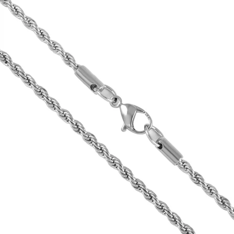 

MJC0002 4MM Stainless Steel Rope Chain Necklace for Men Women,16-36 inches