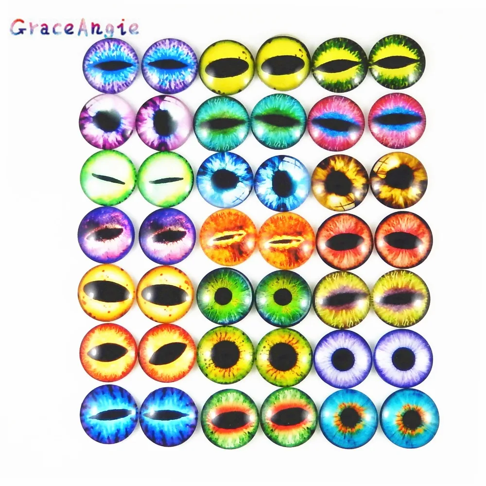 

10-50PCS Round 6MM-30MM Glass Dragon Cat Eyes Cabochon Charms Accessory Glass Cabochon Multi Color Horse Eyes Cat Pattern Crafts