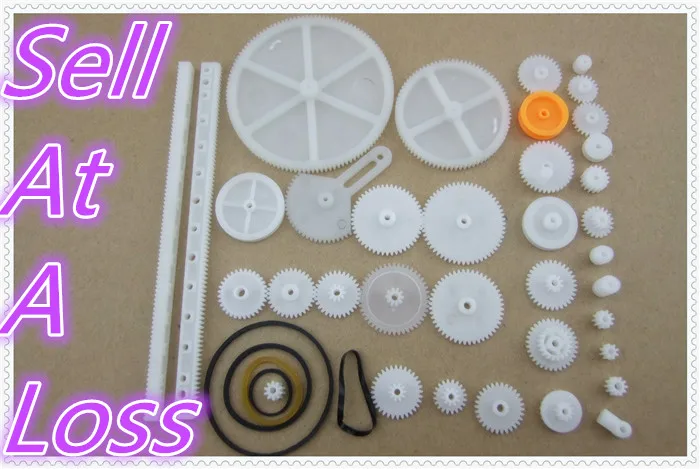 34pcs/lot K011B Plastic DIY Gear Set Include Rack Pulley Belt Worm Single Double Gears Sell At A Loss USA Belarus Ukraine