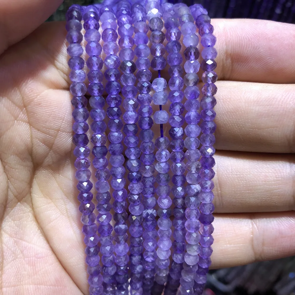 

5strings Lot,Natural Amethyst Beads,Faceted Semi Gem Roundel Beads,Tiny Spacer Gem jewelry Beads,approx 3x4mm,15.5"/str