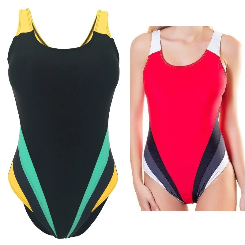 

NEW M - 5XL Athlete Patchwork One piece Swimsuit Sexy Women Sport Swimwear Triangular Bathing suit Plus Size Swimming Beachwear