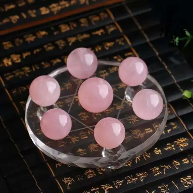 Natural rose stone crystal ball dipper treatment + crystal stand