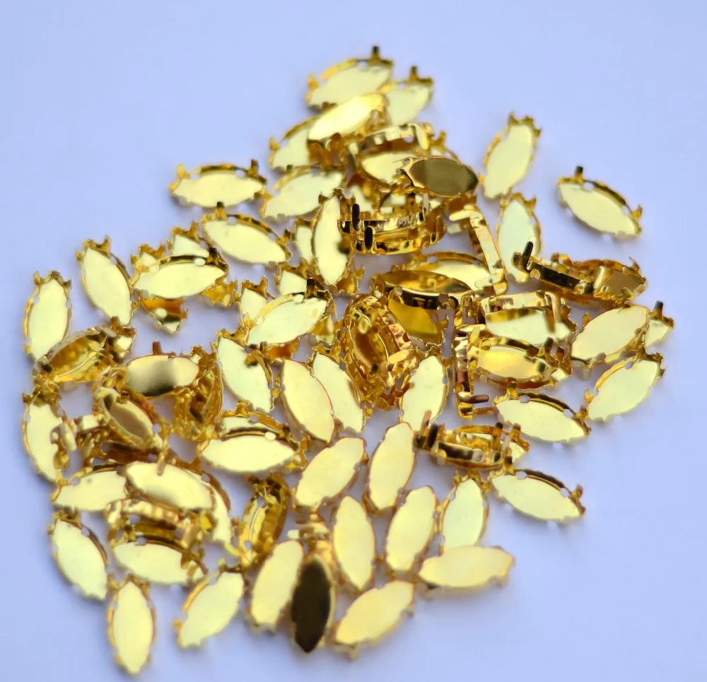 4*15mm,5*10mm,9*18mm,13*27mm,17x32mm 100pcs/lot Navette Shape Metal Claws Gold Color For Setting Fancy Stones Jewelry Beads.