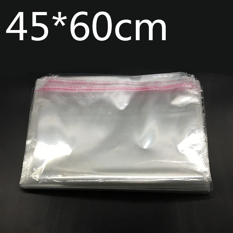 100Pcs 45x60cm Clear Self Adhesive Seal Plastic Bags Transparent Opp Packing Bags for T Shirt, Clothes Packaging Clear Storage