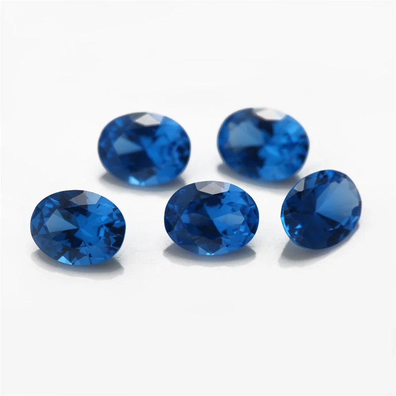 Oval geschliffene, synthetische Spinell-Blau-Steine in verschiedenen Größen (3x5mm bis 10x12mm) für die Schmuckherstellung, einschließlich der Größen 106, 109, 112, 113, 114, 120. – Detail 8