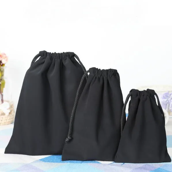 10pcs/lot Wholesale 11x15/15x20/21x25cm Mobile Phone PU leather Drawstring Protection Bag Jewelry Storage Pouches Black Bags