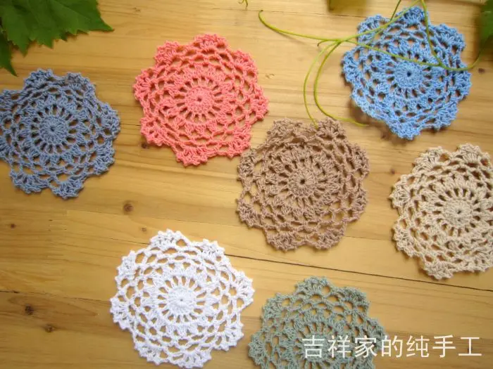 ( 50 pcs/lot) 2015 High quality handmade crochet coaster circular multicolor cotton decorative pads