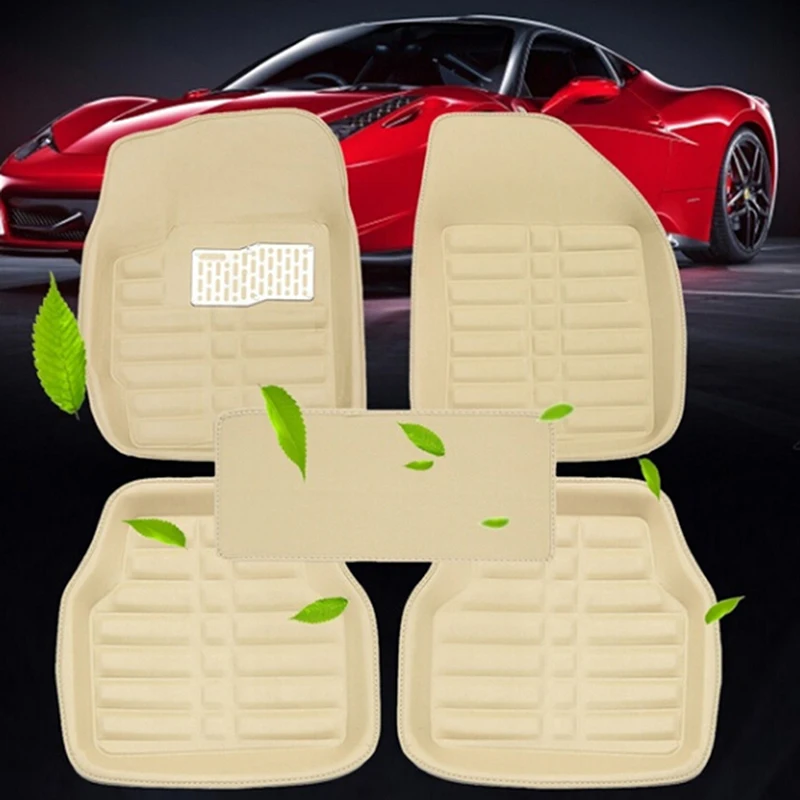 New High Quality Universal 5pcs Dustproof Nice Car Floor foot Mat Flameproof Skidproof Carpets Set