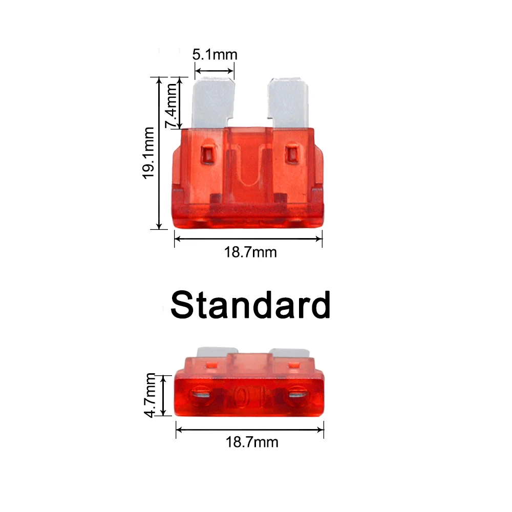 50pcs/lot Medium Size STANDARD Car Auto Blade Fuse 3A 5A 7.5A 10A 15A 20A 25A 30A 35A 40A 50A