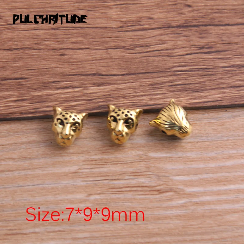 10pcs 7*9*9mm 2 Color Small Leopard Head Bead Spacer Bead Charms For Diy Beaded Bracelets Jewelry Handmade Making