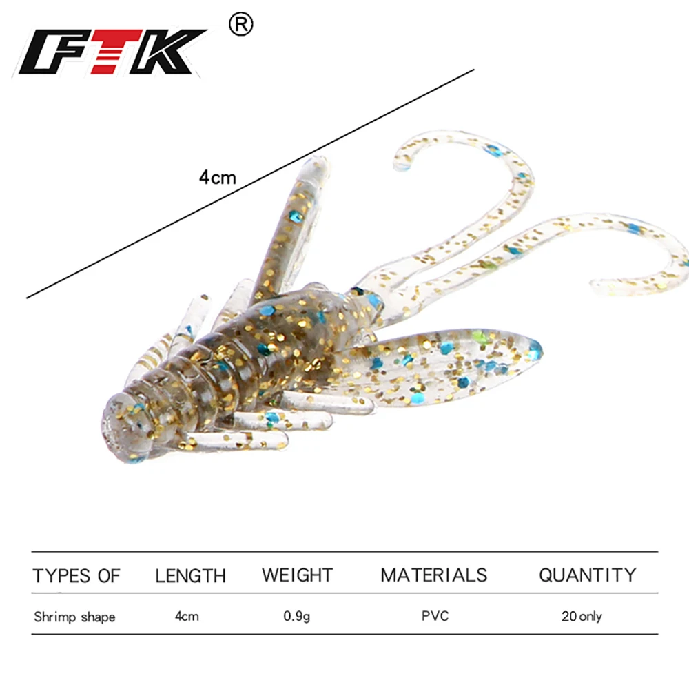 FTK Fishing Lure 20 pcs Insect Baits Wobbler Soft Jig Head Gift Wobbling Fishing Tackle Swimbait Bass Silicone Saltwater GBB