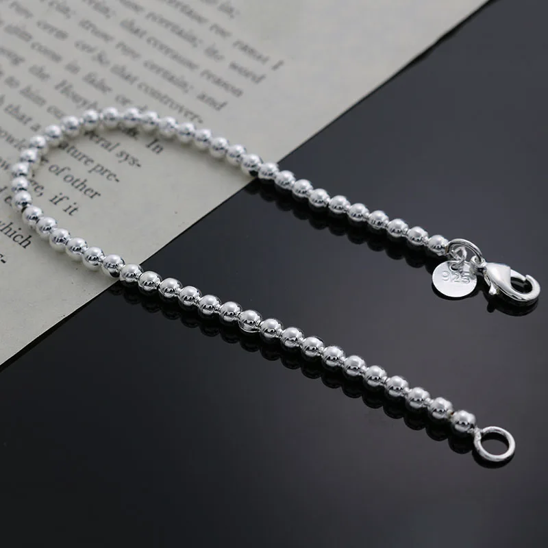 Beautiful fashion Elegant Gold color silver color 4MM beads chain women lady cute Bracelet high quality Gorgeous jewelry H198