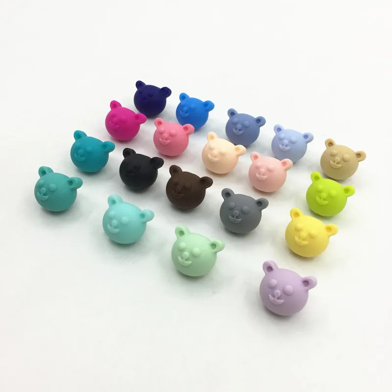 NEW 10pieces/lot Silicone Teething bear beads  Baby Teething beads Food Grade Silicone Rubber bear ball Silicone bead necklace