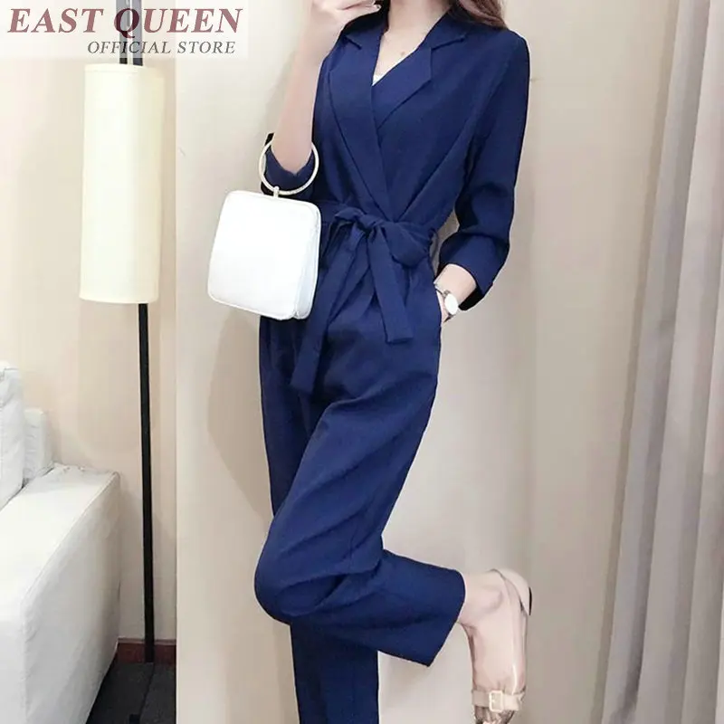 Jumpsuits ผู้หญิงข้อเท้าความยาวกางเกง sashes ธุรกิจ overalls สำหรับผู้หญิง elegant casual office lady jumpsuit DD630 L