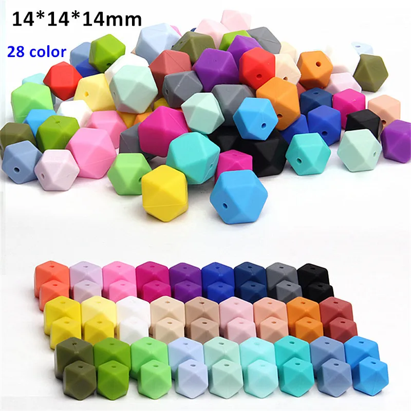 Chenkai 1000pcs 14mm BPA Free Loose Silicone Hexagon Teether Beads DIY Baby Shower Pacifier Dummy Jewelry Toy Accessories