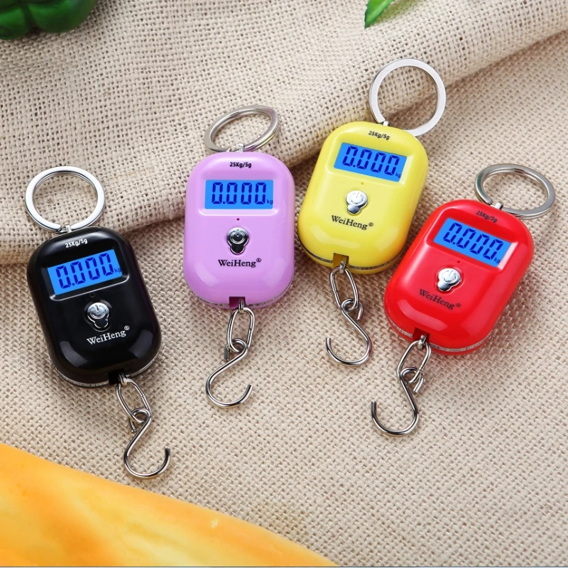 25kgx5g Pocket Digital Hanging Scale Portable Mini Electronic Luggage Hook Scale LCD Backlight Kitchen Steelyard Weight Balance