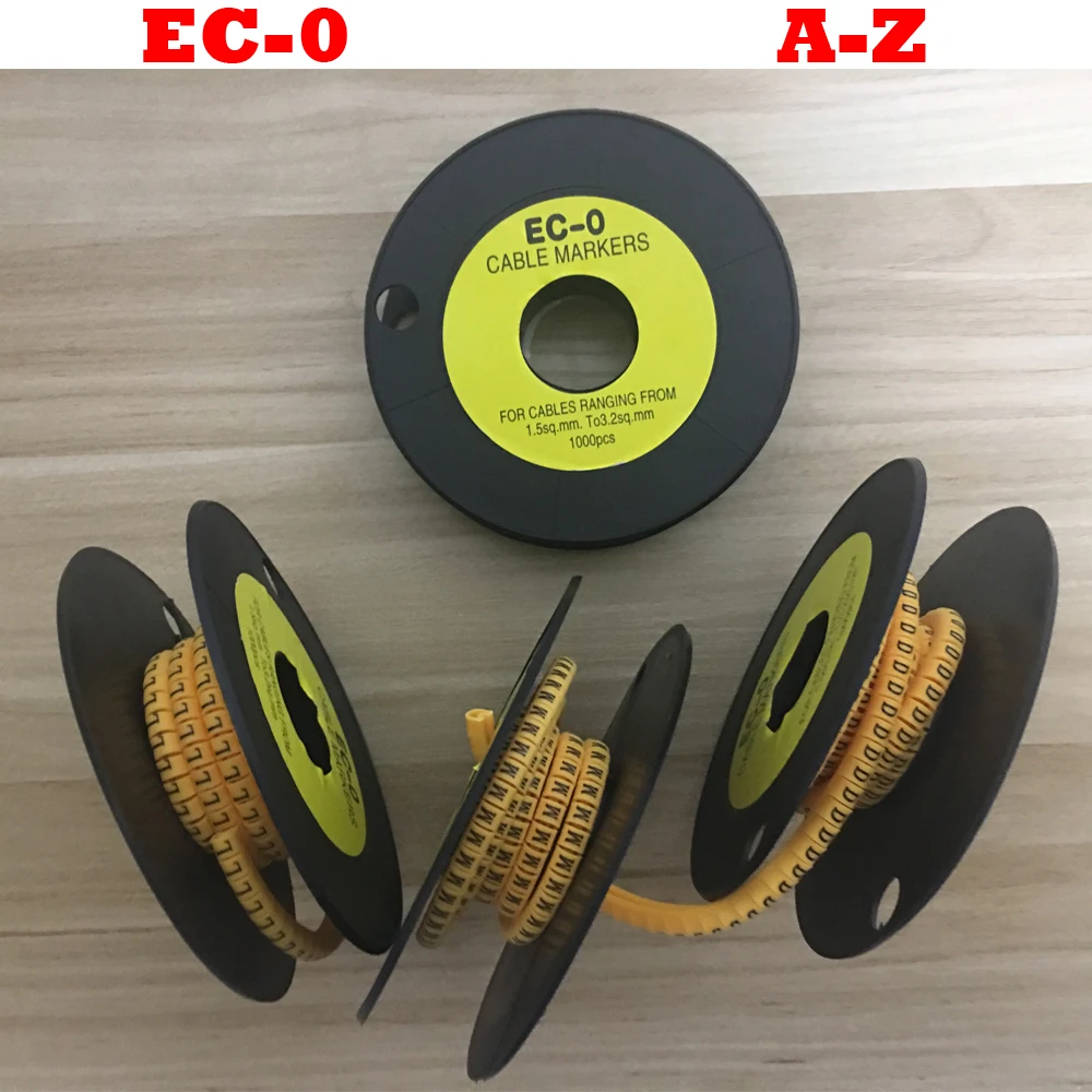 1300pcs/Lot EC-0 1.5mm2 A-Z ABCDEFGHIJKLMNOPQRSTUVWXYZ English Letter PVC Flexible Print Sleeve Tube Label Net Wire Cable Marker